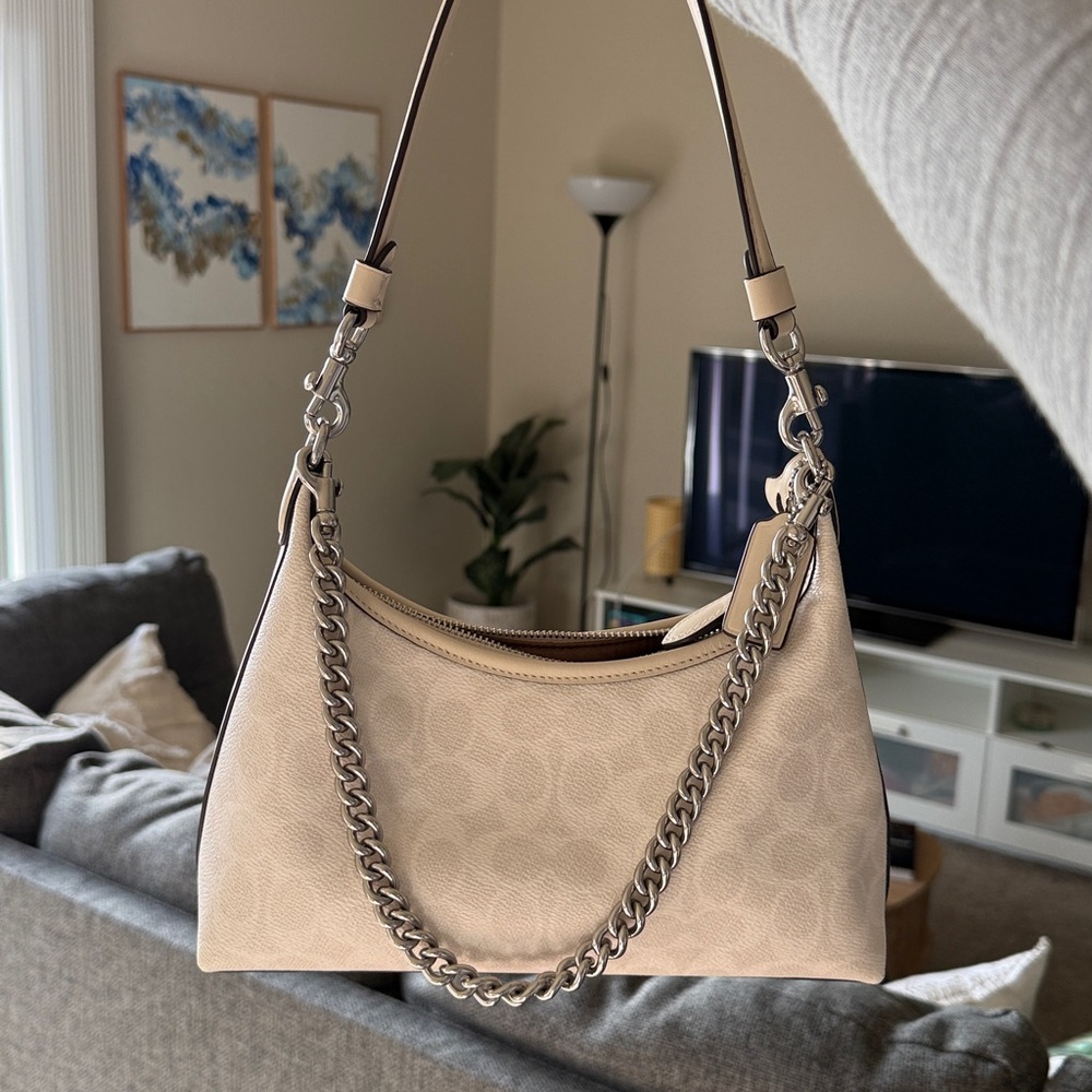 Coach Juliet 25 Canvas Cream Chain Shoulder Bag